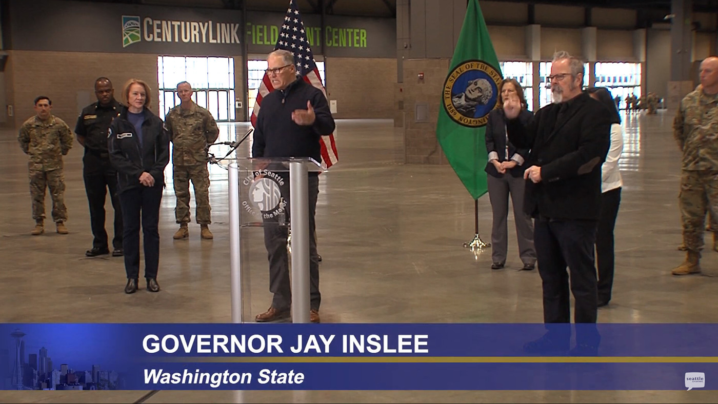 Gov. Jay Inslee speaks during a press conference.