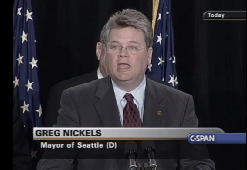 Mayor Greg Nickles during a press conference for a terrorism drill.