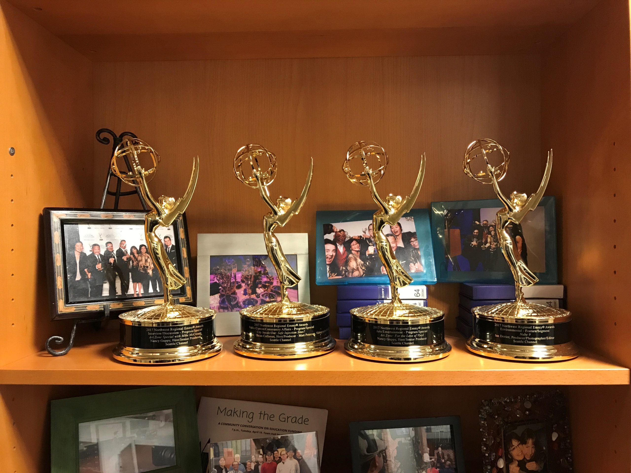 Emmys on the shelf at Seattle Channel